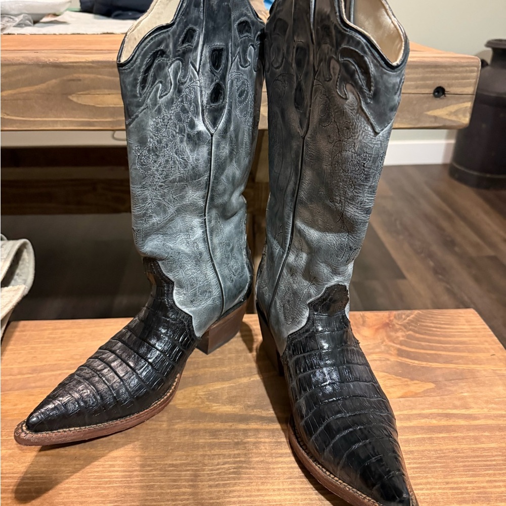 Women’s J.B. Dillon Black Caiman Leather Western Boots